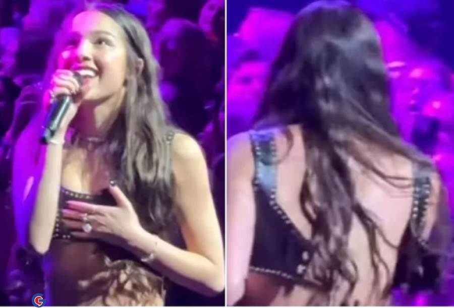 Vídeo. Olivia Rodrigo quase fica pelada após top abrir durante show